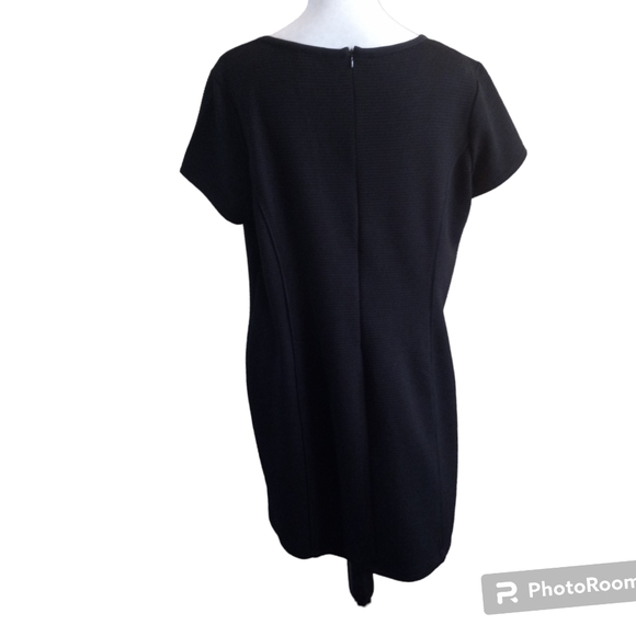 Chico's 3 (16) women's black sheath ribbed crewneck cap sleeve dress - Picture 3 of 12